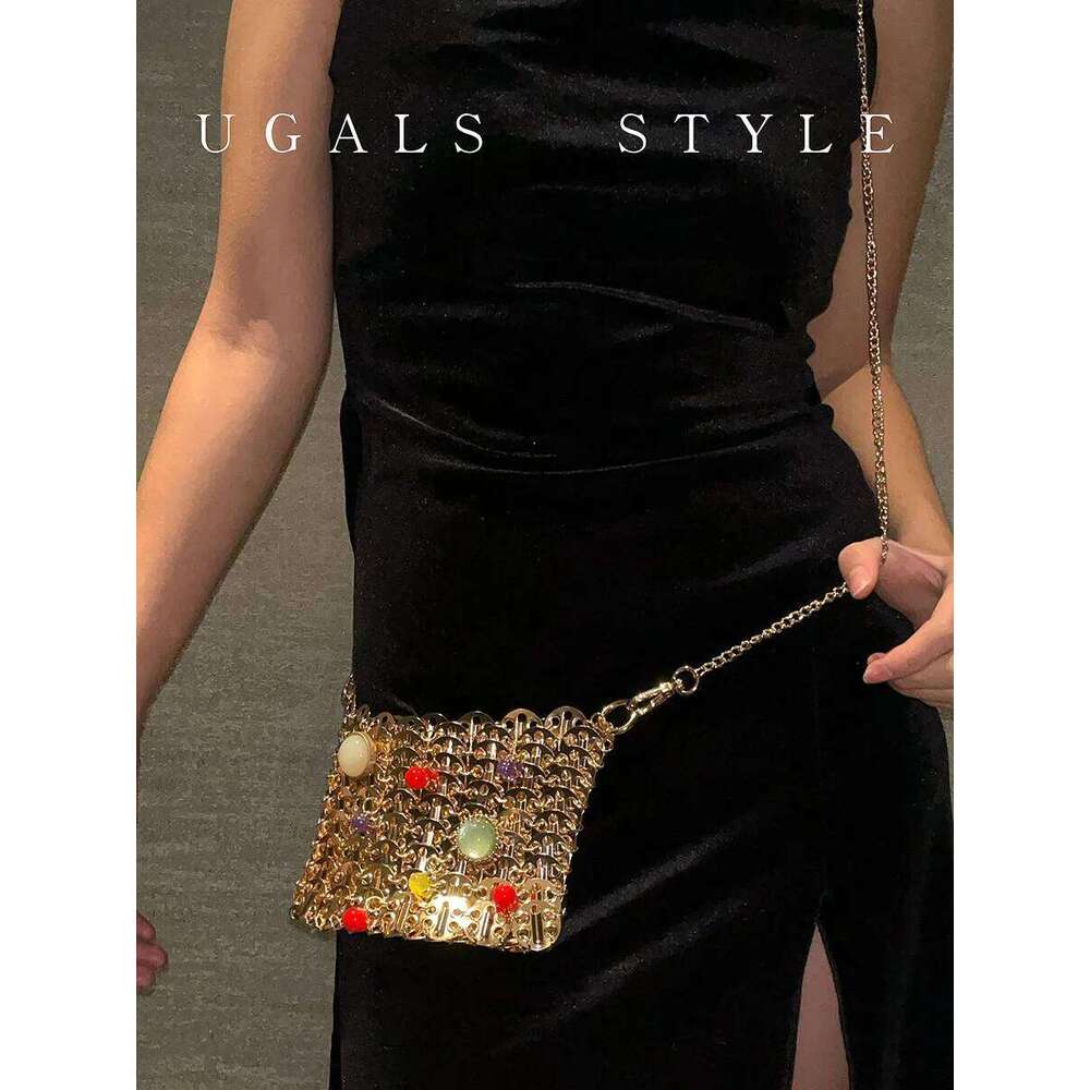 Designer Bags Women Metal Sequins Chain Woven Hollow Evening Bags Clutch Female Travel Holiday Shoulder Bag Handbag Luxury Bag