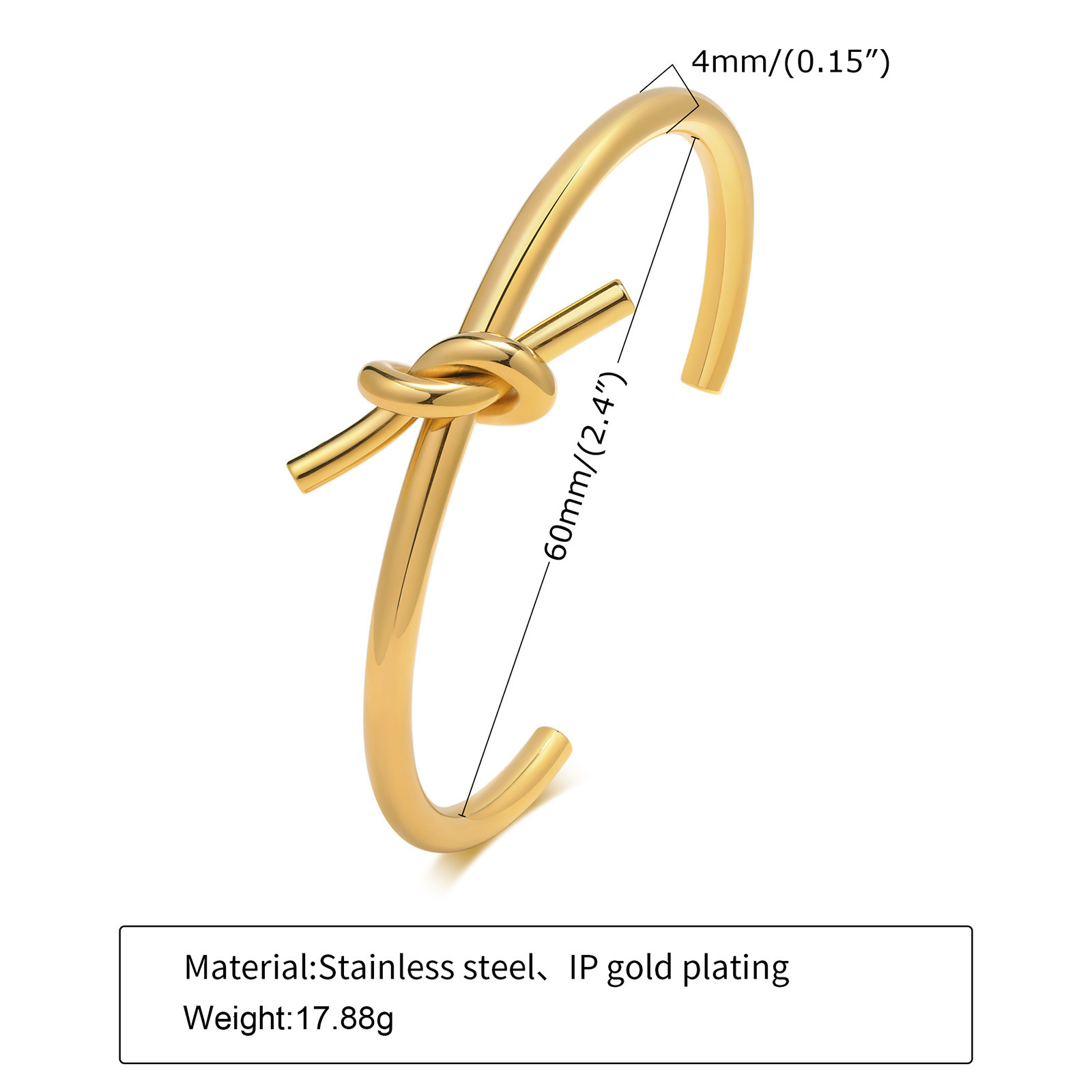 Stainless Steel Open Knot Women's Fashion Bracelet Jewelry Simple Style Hand Accessories ddmythur