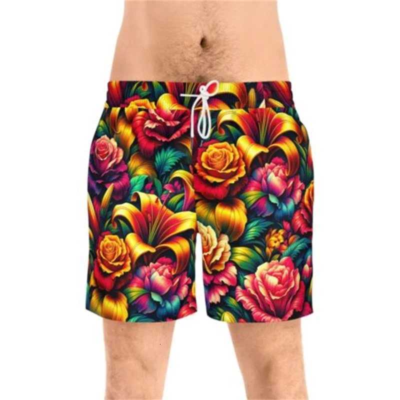 Coconut Leaves Mens Flowers Beach Briefs Summer Big Size Swimwear Men Board Shorts Casual Hawaiian 3D Holiday Trunks Stripe W250718