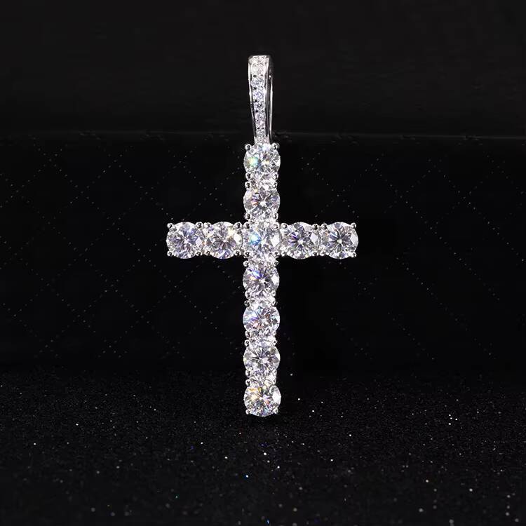Hip Hop Charms 3mm 4mm 5mm 18K Gold Plated S925 Silver Diamond D Color VVS1 Moissanite Cross Pendant for Mens