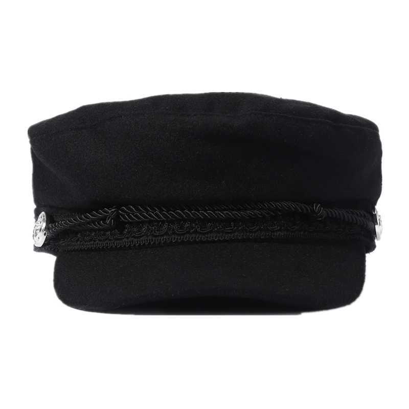 Fashion Women Men Spring Autumn Sailor Black Ladies Beret Top Captain Cap Travel Octagonal Hat L250718