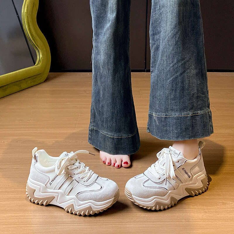 Summer New 2025 Korean Style Casual Soft Versatile Breathable Height-Increasing Free shipping Thick Sole Lace-Up Shoes JC8821-2