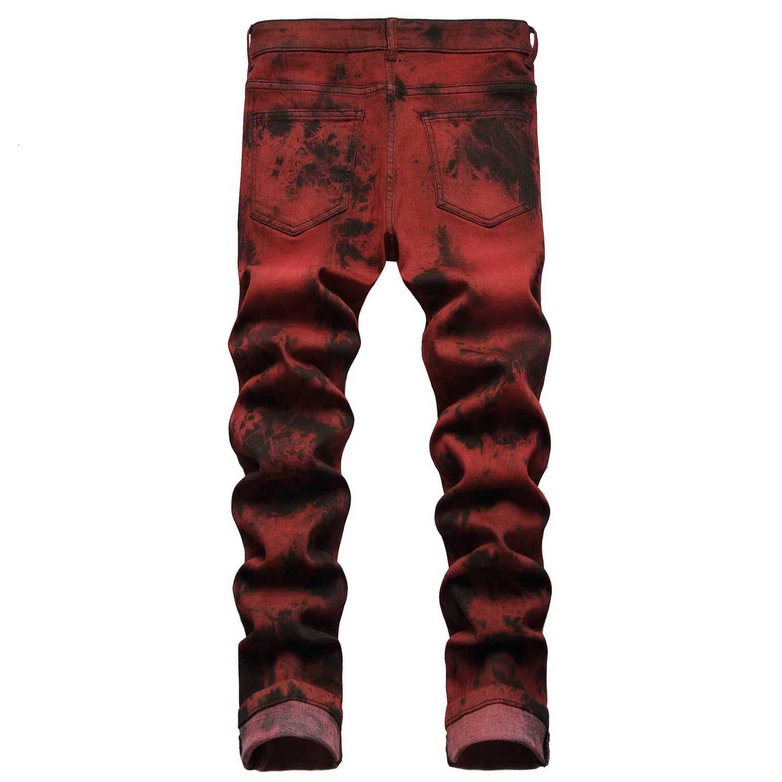 Denim Pencil Pants Men Streetwear Distressed Washed Tie Dyed Jeans Mid Waist Pockets Vintage Straight Ankle Length Trousers X250718
