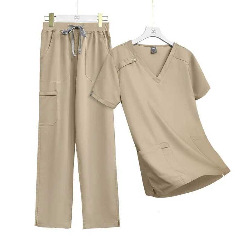 High-quality Nurse Suit Multi-color Elastic and Comfortable Hot-selling Doctor Nurse Work Clothes Set V-neck Short Sleeves Z250718