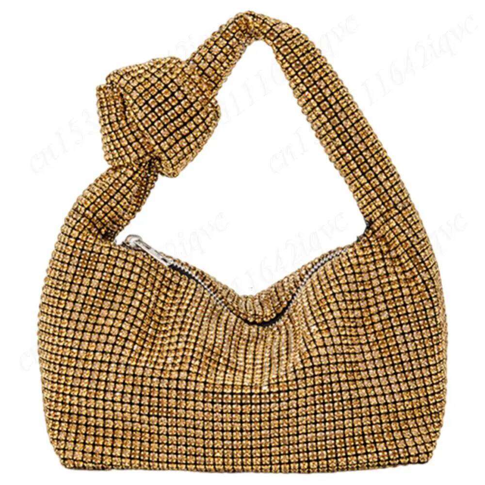 Designer Bags Women Shiny Tote Rhinestone Knot Evening Zipper Dia Purse Glitter Sparkle Crystal Clutch Lady Wedding Bag Luxury Bag