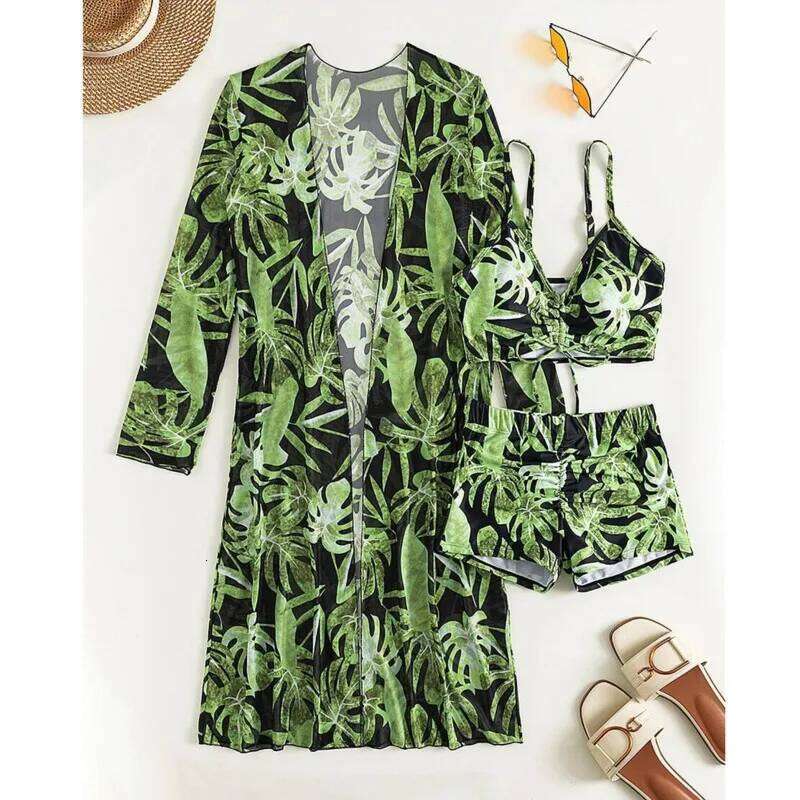 2025 Print Three-Piece Swimsuits Tankini Sets Female Swimwear Push Up For Beach Wear Bathing Suits Pool Women's Swimming Suit