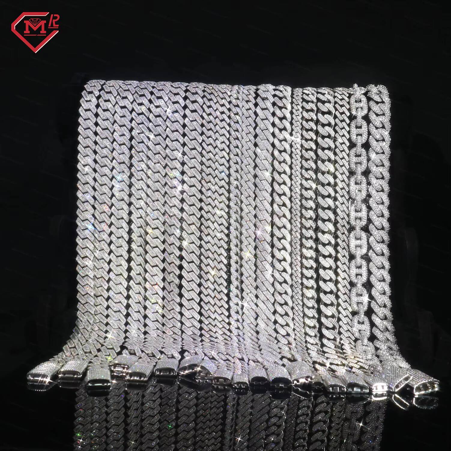 VVS Diamond Moissanite Cuban Chain Hip Hop 925 Sterling Silver Iced Out Moissanite Cuban Link Chain