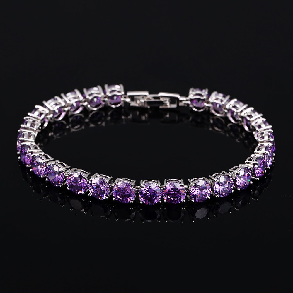 Link Bracelets Arrival Mystic Black Opal Round-cut Classic Gemstone Tennis
