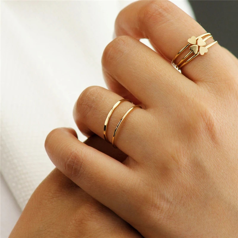 14K Gold Filled Stacking Ring Boho Gold Jewelry Minimalist Knuckle Ring Anillos Mujer Gold Accessories Bohemian Rings for Women 250716