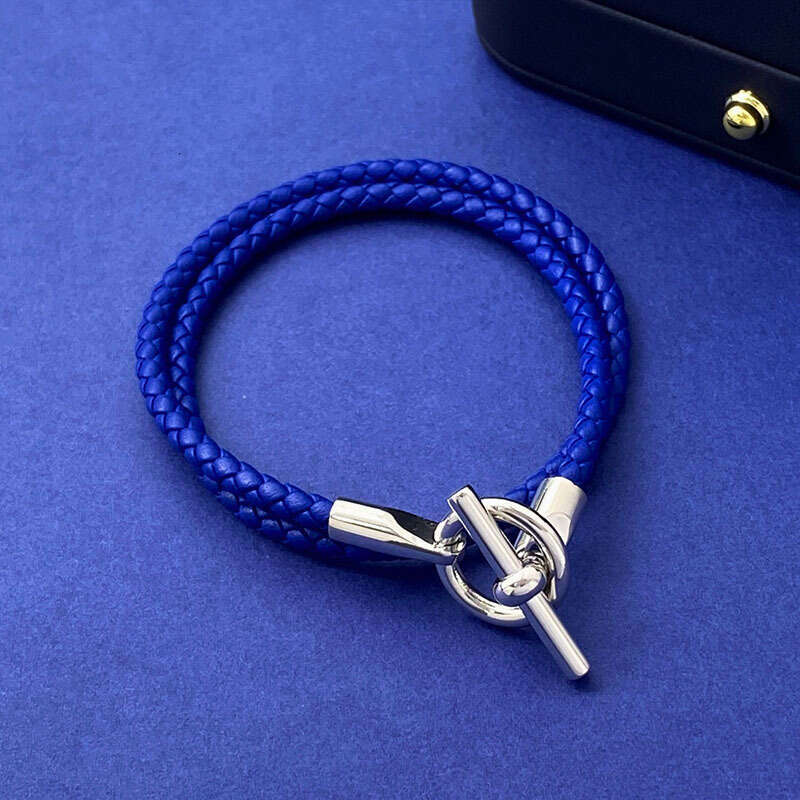 Fashion Jewelry Leather Rope Woven OT Buckle Double Layer Bracelet Same Style Versatile Wristband Unisex Accessories