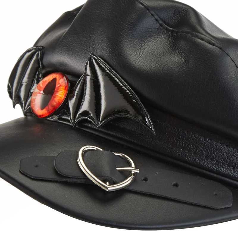 Steampunk Newsboy Hat Gothic Black Bat Wings Evil Eye Cap Halloween Cosplay Hat Decorations L250718