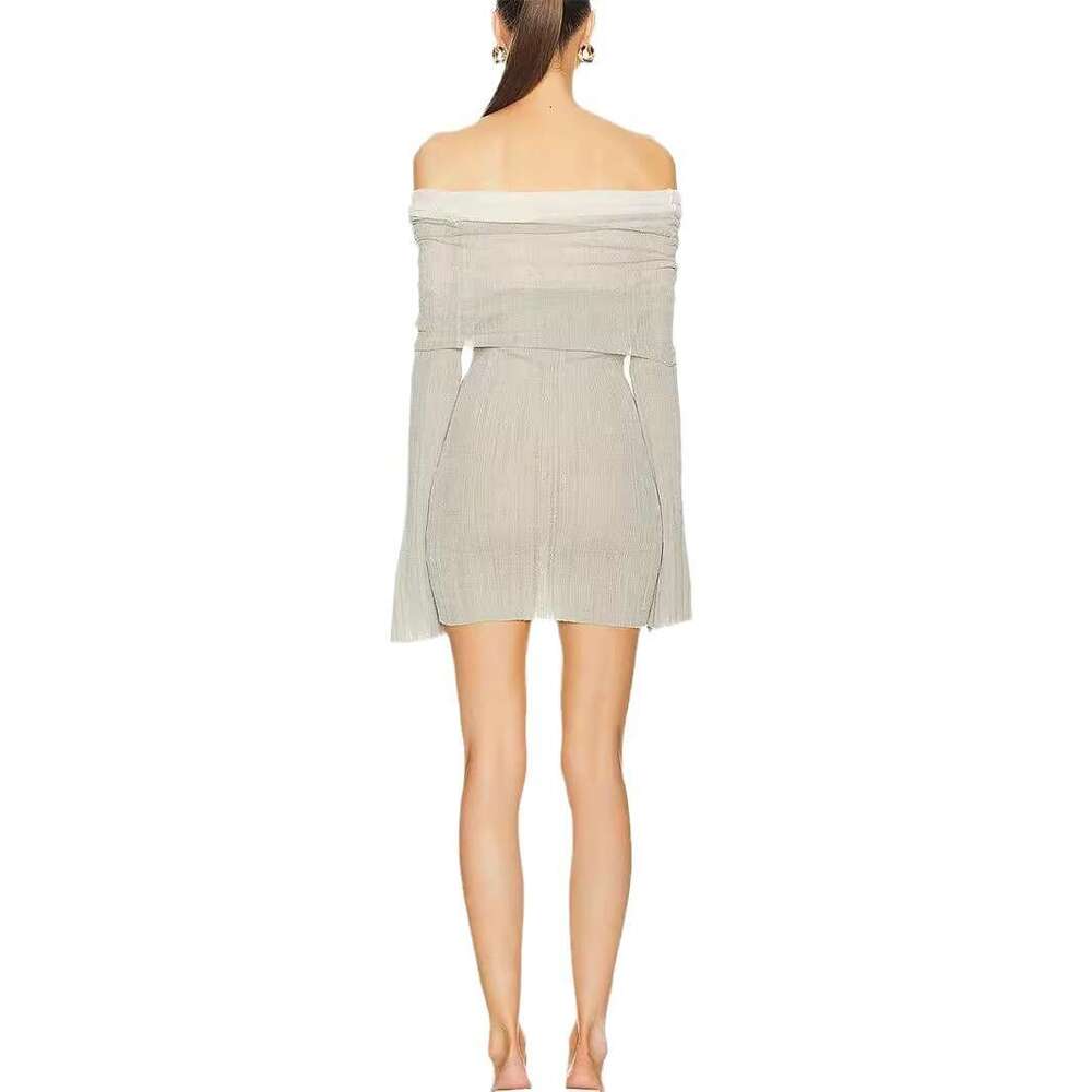 Spring/Summer New French Style Gentle Off-Shoulder Knitted Elegant Sexy Waist-Cinching Slimming Bodycon Short Dress B5