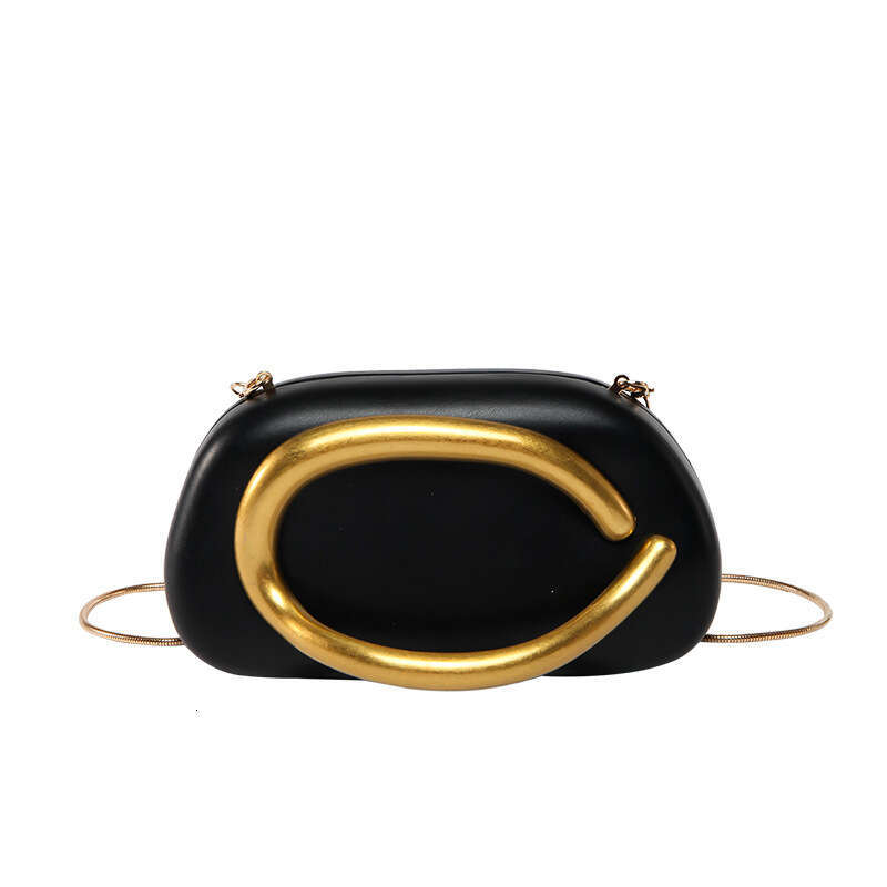 New Women's Classic Clutch Small Square Box with Gold Metal Handle Chain Crossbody Evening Bag