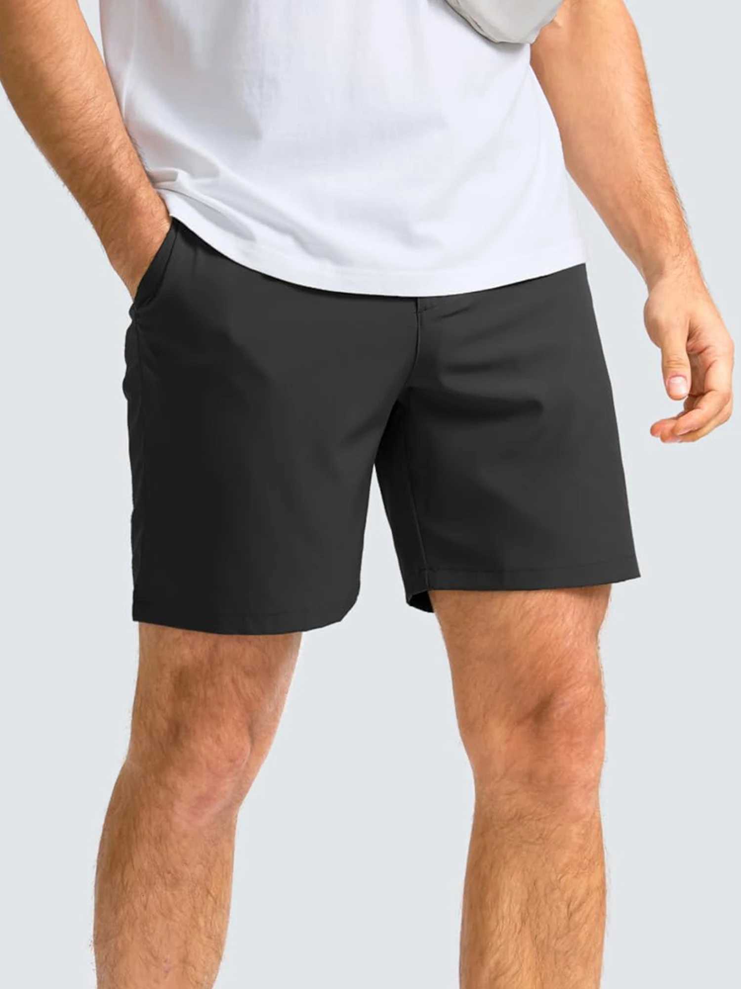 Men s Solid Color Casual Golf Shorts with Elastic Waistband and Pockets for Work or Outdoor Activities Perfect for Daily Use W250718