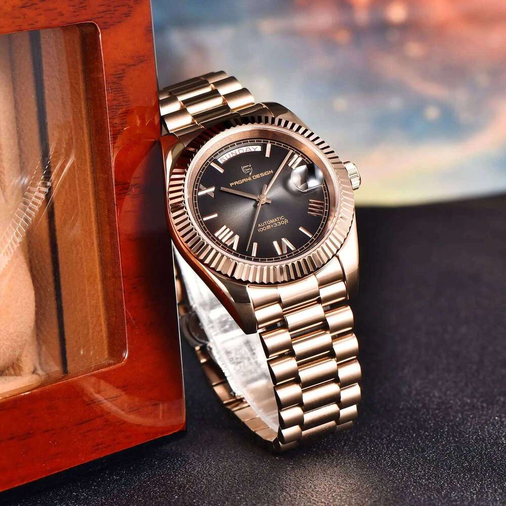 PAGANI DESIGN 2025 New Rose Gold DD40 Automatic Watch For NH36A Mechanical Wristwatch Men Stainless steel Waterproof free shipping