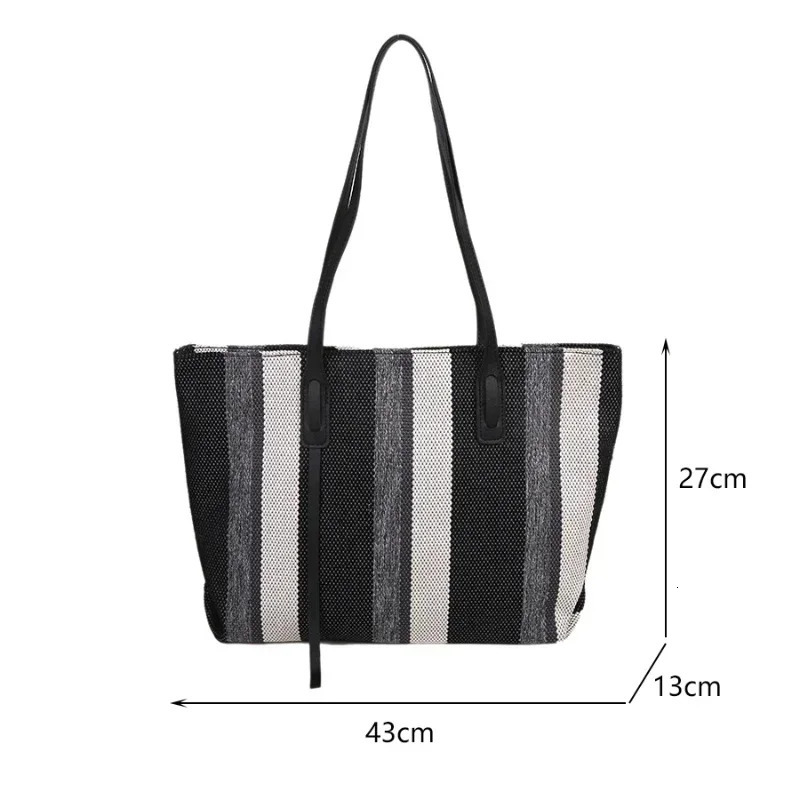 Raffia Summer Bags for Woman Stripe Shoulder Crossbody Shopper Storage Bag Women Casual Canvas Handbag Tote Bag 250715