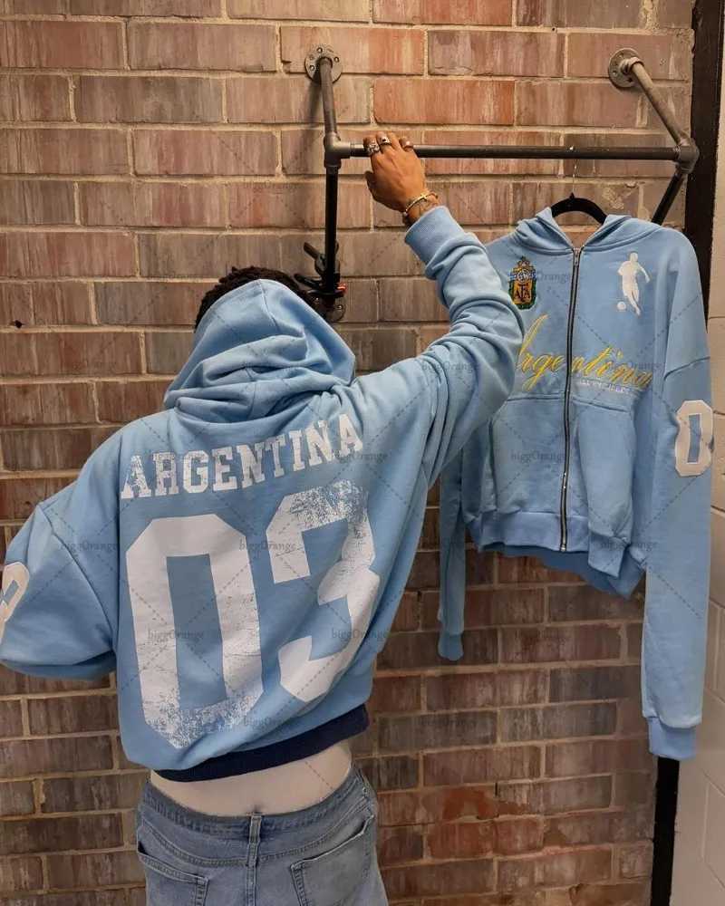 High Street Trendy Brand Clothing Jacket American Retro Digital Print Oversized Sweatshirt Men Hip Hop Punk Casual Zipper Hoodie X2507181