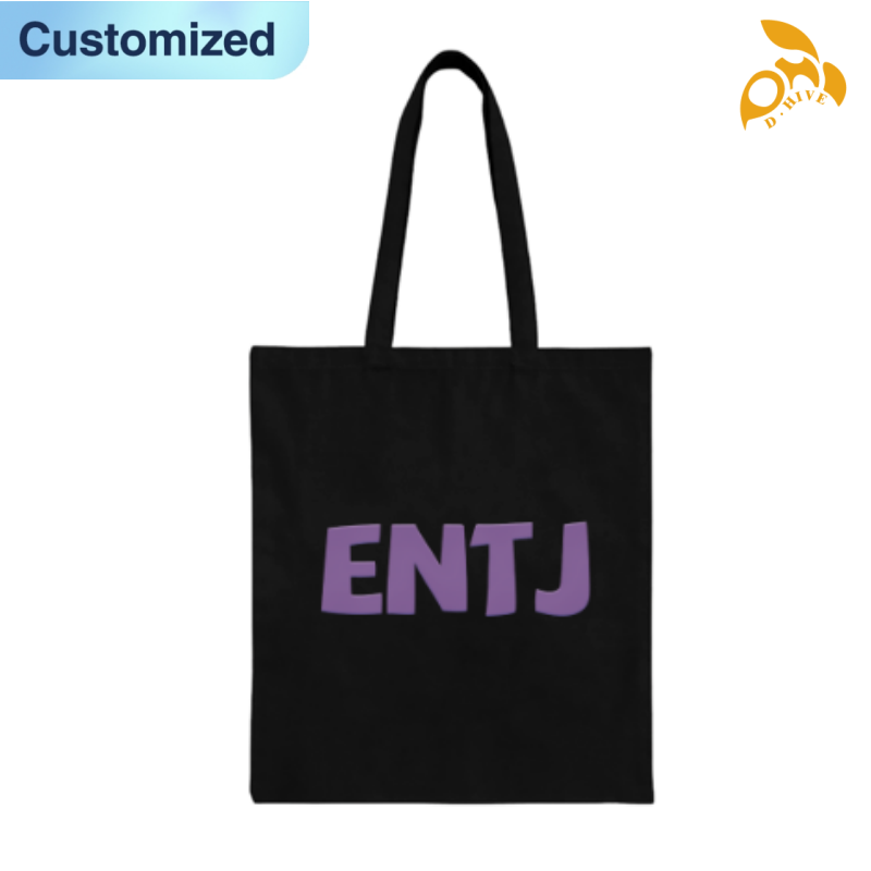 Free shipping trendy designers customize lightweight and high-quality black full-print canvas tote DIY bags