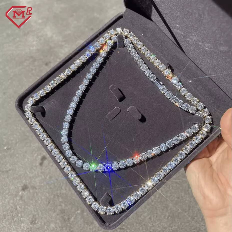 Ready to Ship 2-6mm Tennis Necklace Bracelet 925 Silver VVS Moissanite Diamond Tennis Chain