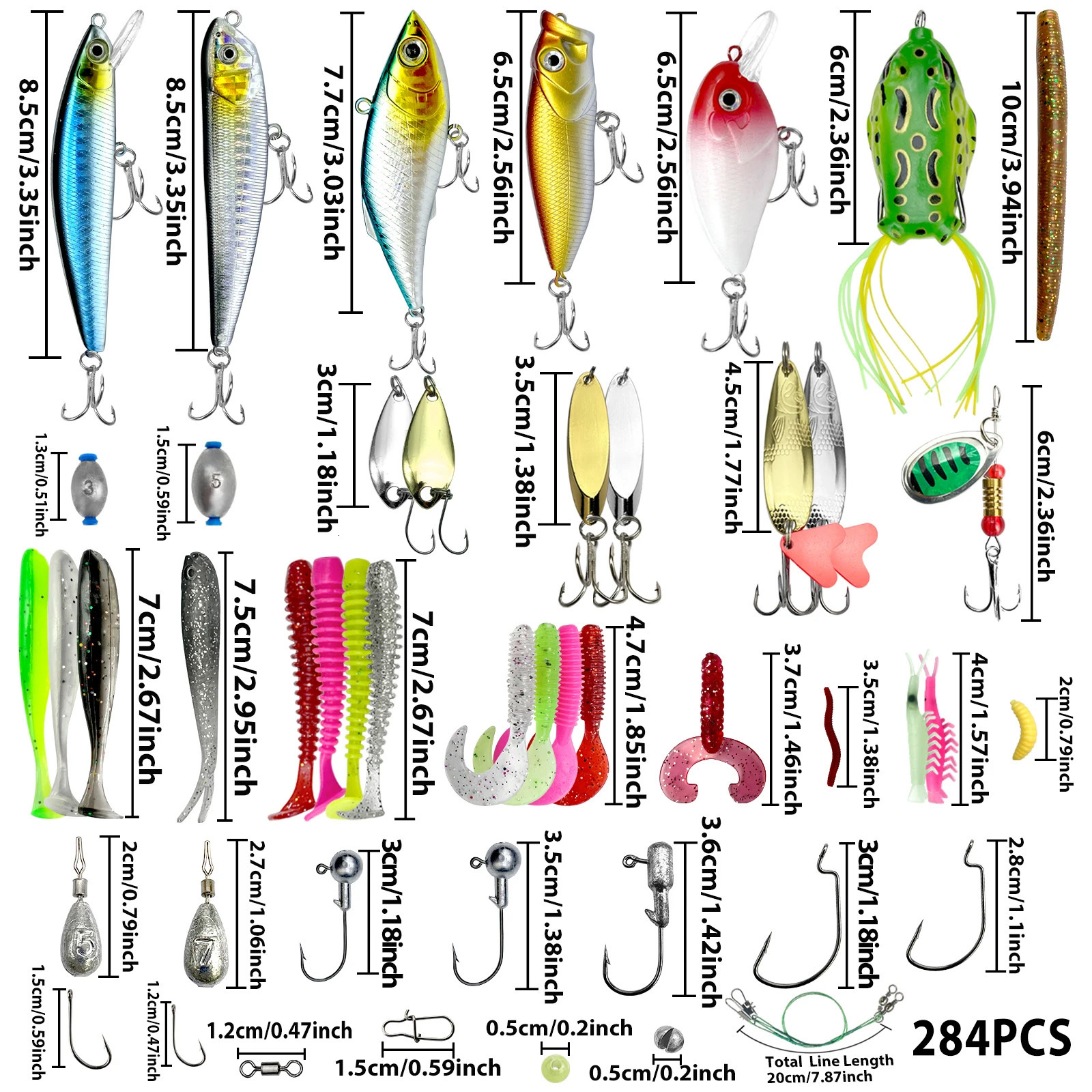 78122284pcs Fishing Lures Kit for Topwater Bait Rigs Tackle Bass Trout Salmon Accessories 250708