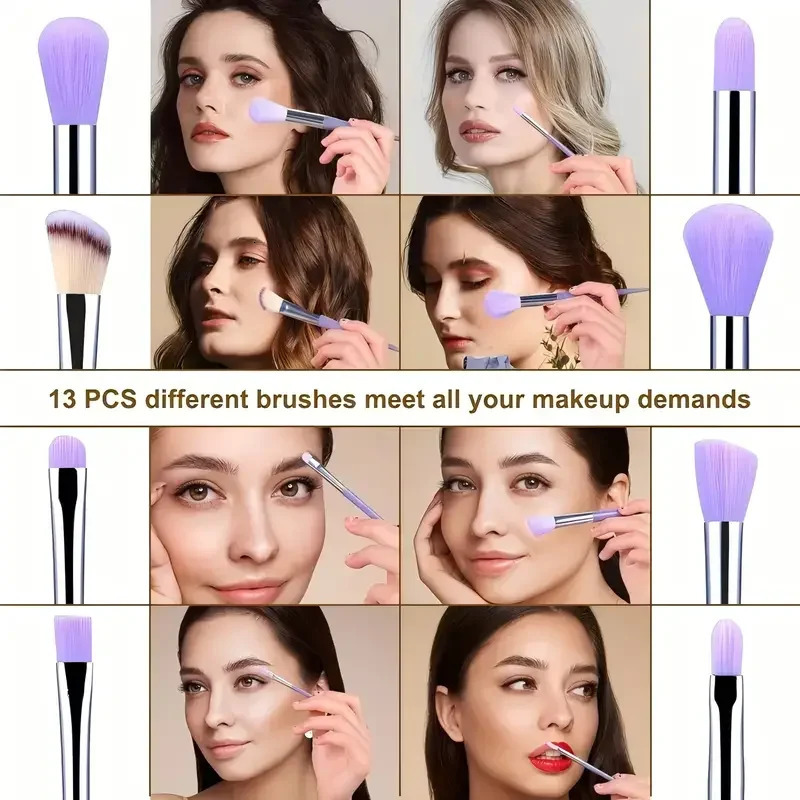 13PCS Makeup Brushes Set Eyeshadow Foundation Highlighter Blush Concealer Female Soft Beauty Tool Puff Sponges Thumb 250716