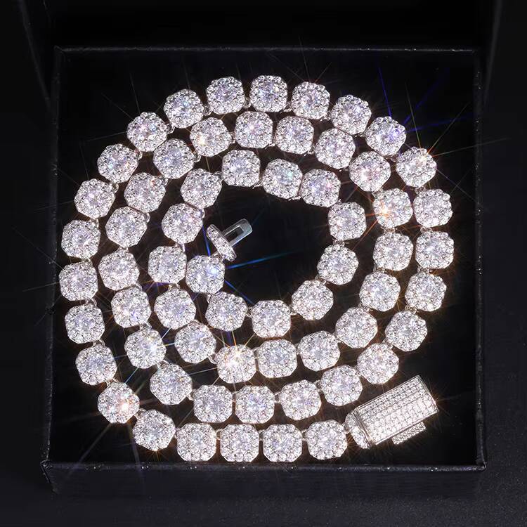 New Arrival 8mm Fashion Luxury Rapper Jewelry High Quality 925 Sterling Silver Iced Out Hip Hop Moissanite Cuban Link Chain