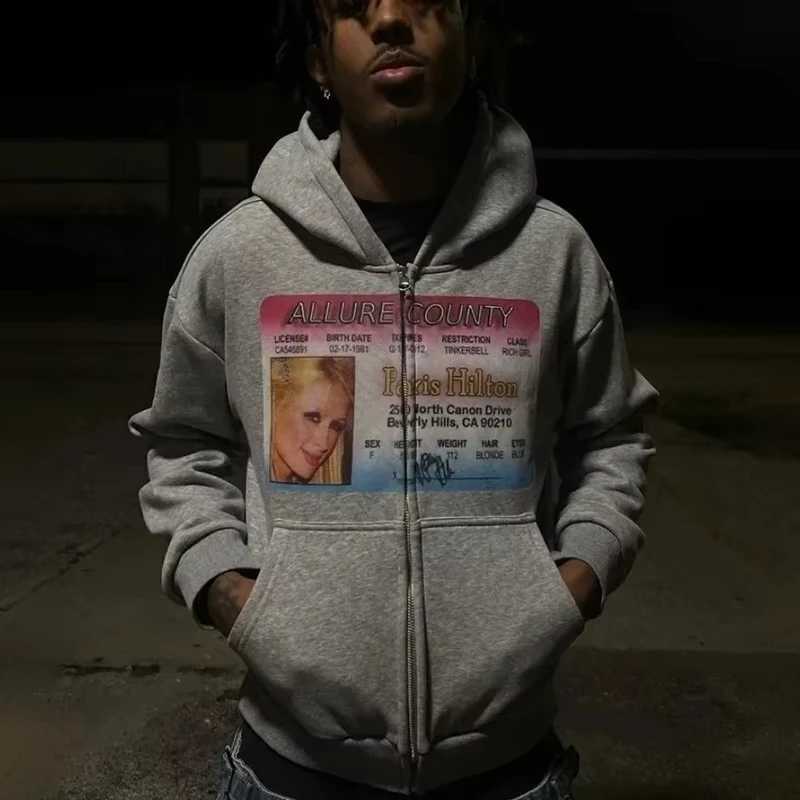 Sweatshirt zipper hoodie Y2K print fashion couple clothing European and American sports casual shirt Gothic for men and women X2507181