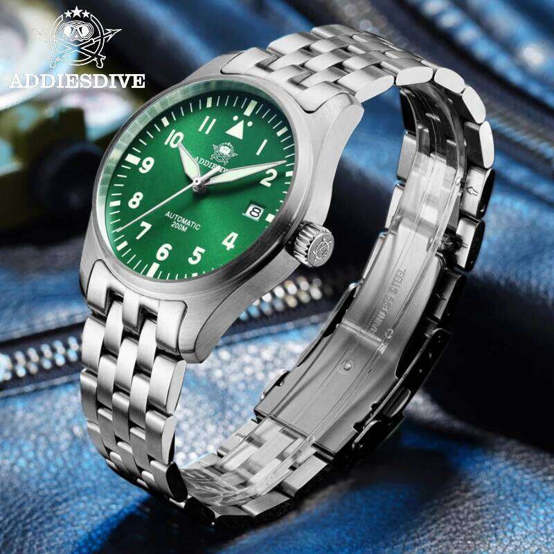ADDIESDIVE Watches For Men Business Leisure Automatic Mechanical Men's Watch Fluorescent Waterproof NH35A 316L Stainless free shipping