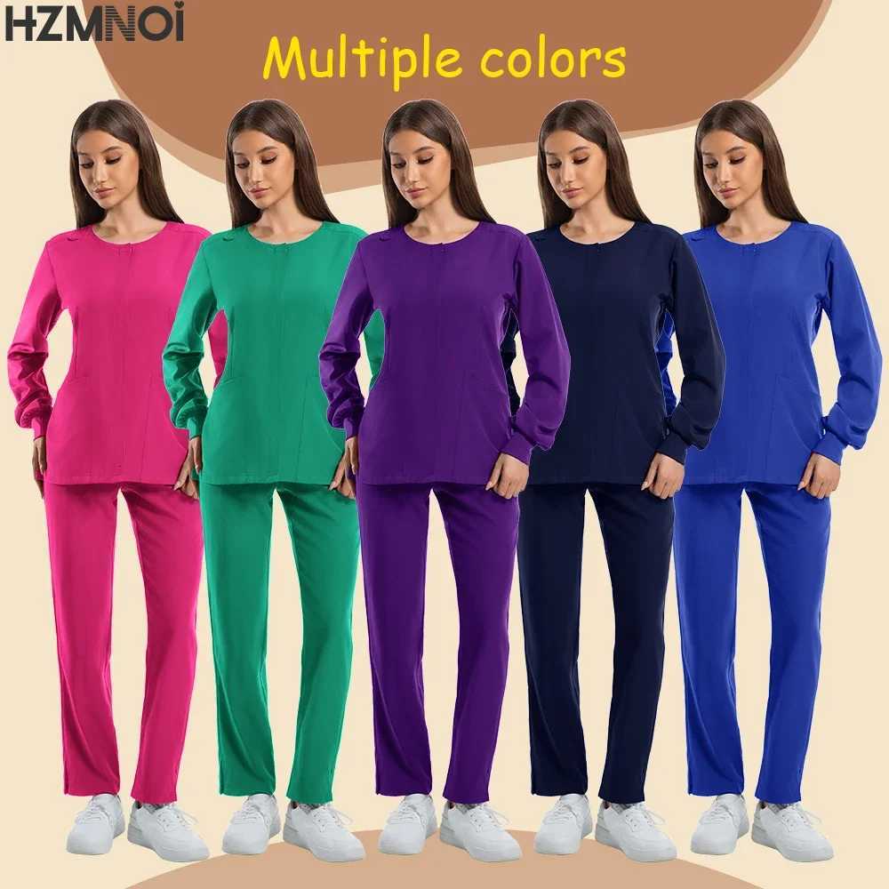 New Hospital Surgery Pants Long Sleeve Jogging Suits Medical Uniforms Women Scrubs Set Nurses Accessories Beauty Workwear HZMNOI Z250718