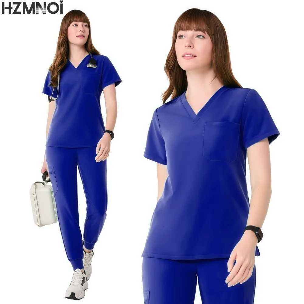 Two-piece Scrubs Oversize Medic Care Uniform Scrub Anti Wrinkle Stretch Fabric Hospital Uniform Nursing Medical Scrub Set Z250718