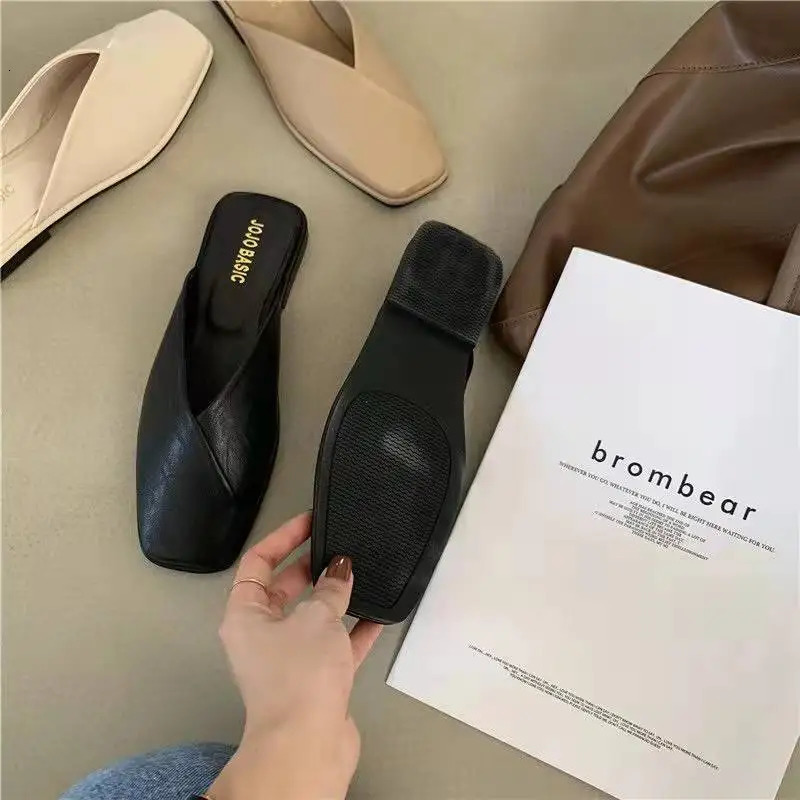 er Comfortable Womens Mules Shoes Slippers Elegant Sandals Woman Fashion With Chic Point Leather Summer Low 250717