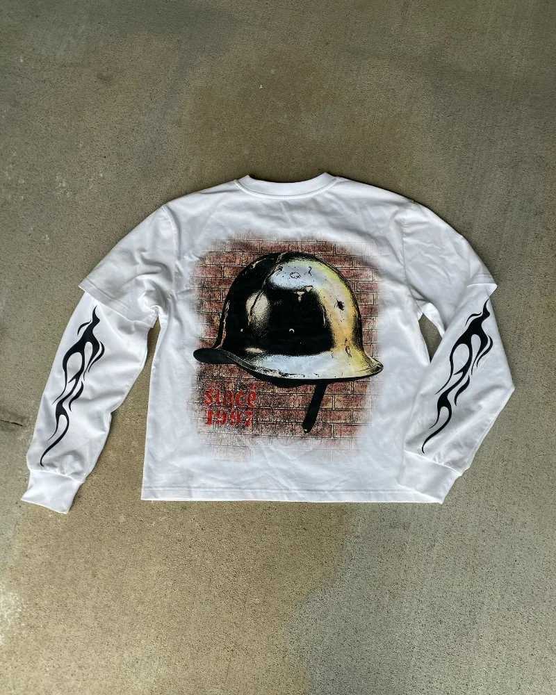 American Gothic Harajuku anime printed long sleeve hoodie mens clothing hoodie High street punk style oversized sweatshirt X250718