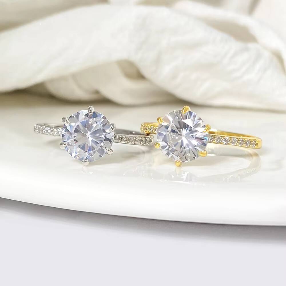 Hot Sale Classic Moissanite Ring S925 Inlaid High Quality 18K Gold Plated Fine Jewelry for Women