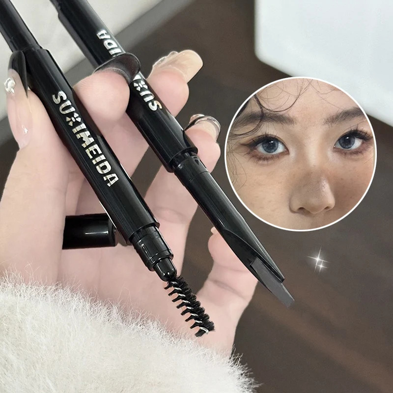 Double-Ended 3 Colors Eyebrow Pencil Natural Non-fading Waterproof Long-Lasting Filling And Outlining Eyebrow With Brush 250712