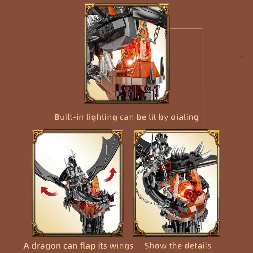 Moc-Lord Movie Rings Model The Fell Beast Magic Tower Building Blocks Fortress Castle Creative Assemble Bricks Toys Gift For Ki Z250718