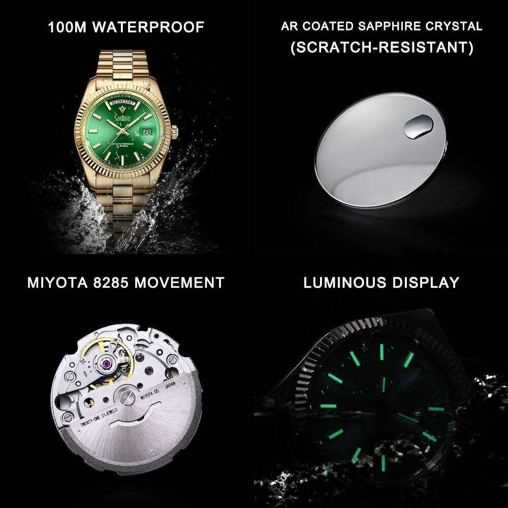 CADISEN DD40 Watches Automatic Watch AR Sapphire Glass Mechanical Wristwatch Men 10Bar MIYOTA 8285 Movt 2023 New free shipping