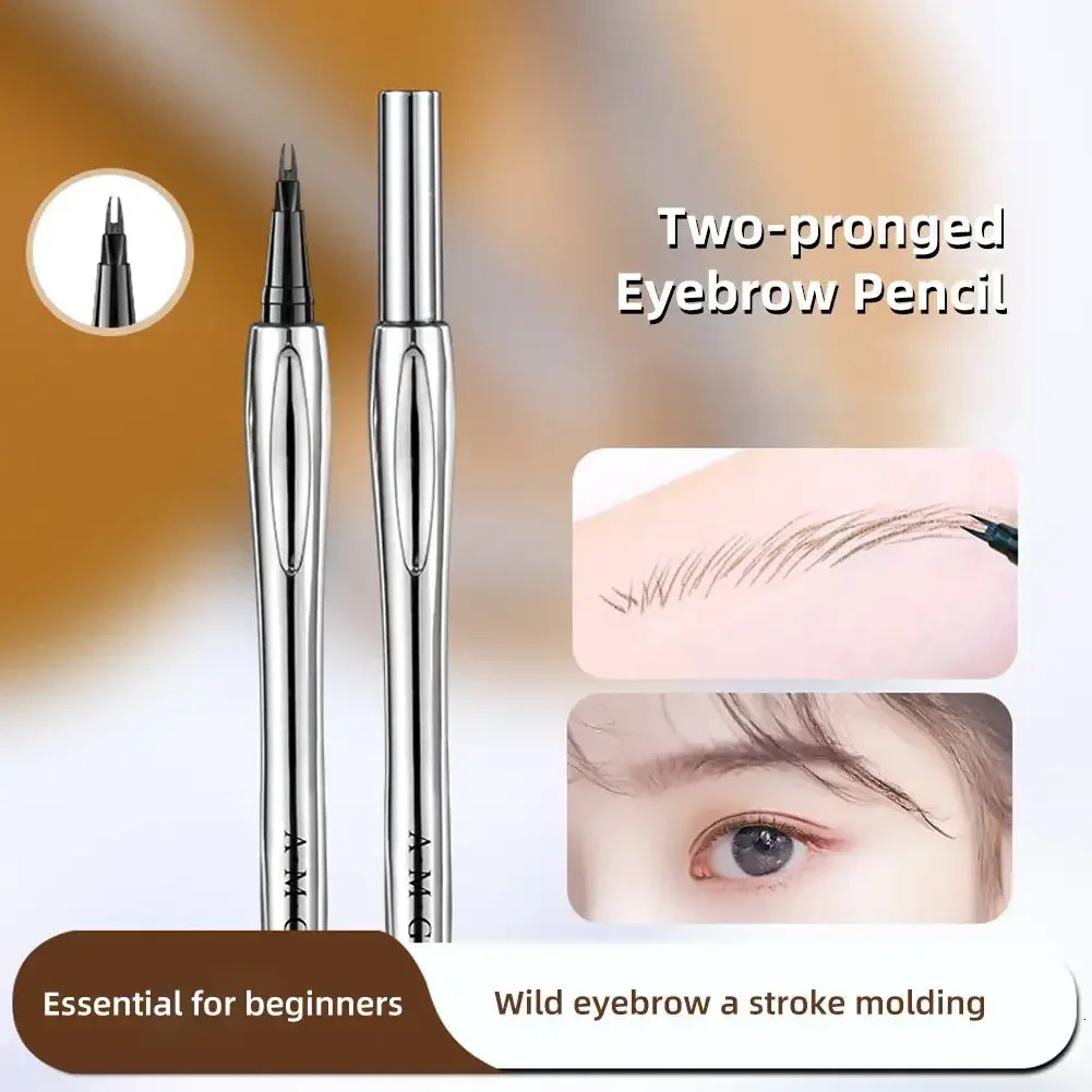Ultra-fine 2 Point Silver Eyebrow Pen Liquid Wild Eyebrow Tattoo Waterproof 2 Fork Silkworm Brow Pen Easy To Grip Eye Makeup 250712
