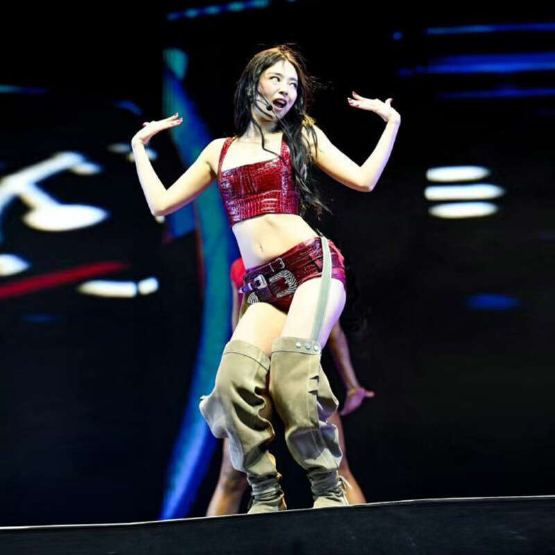 Sexy Solid Color Crocodile Skin Vest Celebrity Style Irregular Belt Unique Leather Pants Set For Women B5 g5