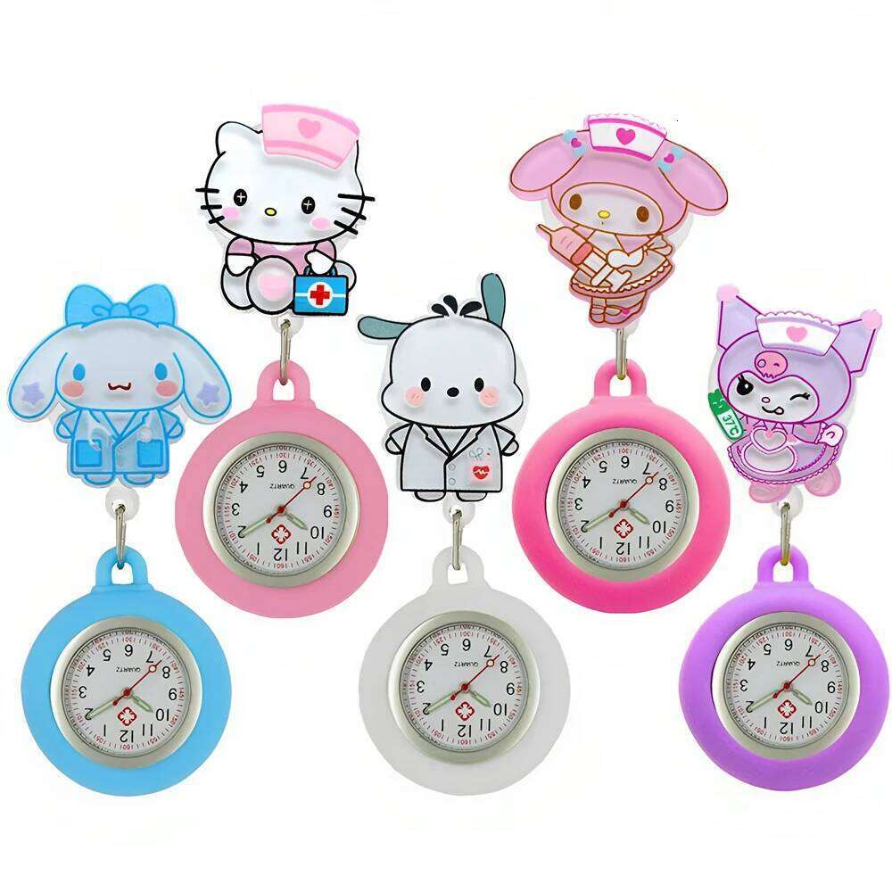 free shipping MINISO Nurse Doctor Hospital Medical Workers Lovely Cat Dog Health Care Hang Clip Badge Reel Pocket Watches Retractabl