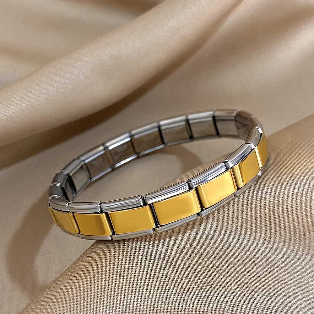 9mm Width Italian Charm Stainless Steel Stretch Bracelets Bangles for Women Elastic Link Chain Wristband Jewelry X2507181