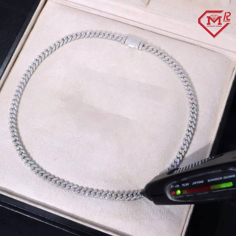 Hiphop Cuban Link Chain Custom Miami 1 Rows S925 6MM Vvs Iced Out Cuban Link Chain Moissanite
