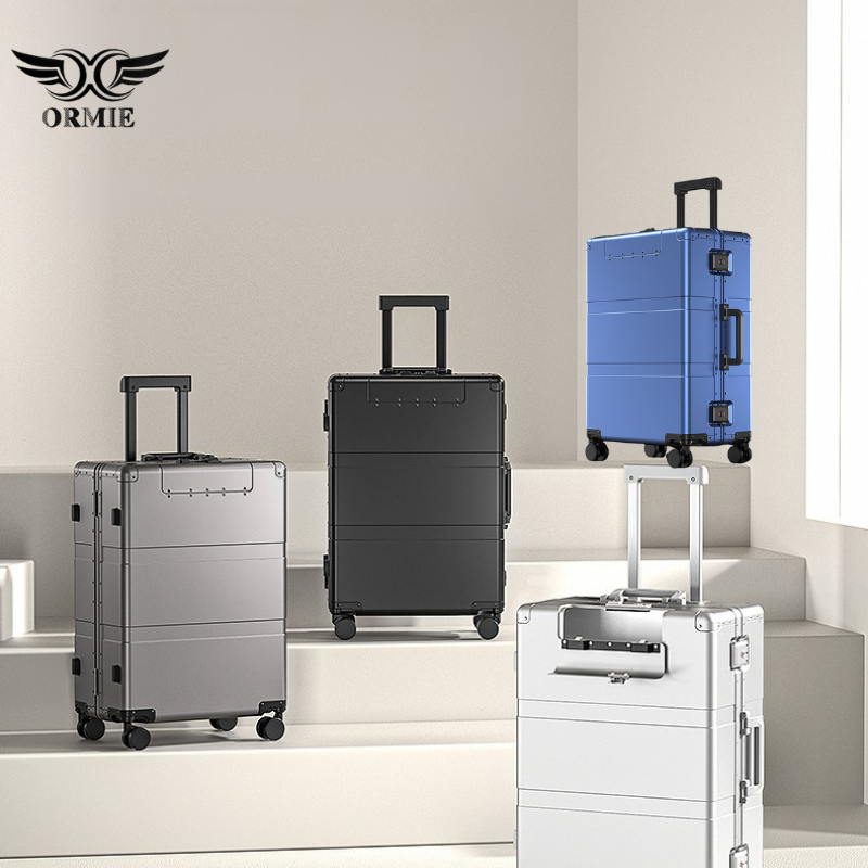 Aluminum Magnesium Gold Travel Suitcase with Password Lock for Men & Women - Large Capacity Universal Wheel Luggage