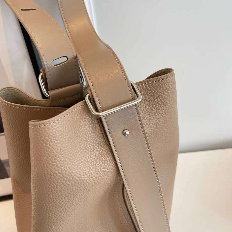Retro Shoulder Bucket Bag Sets For Women 2-IN-1 Solid Color Large Capacity Cross Body Shopper Totes Designer Handbags