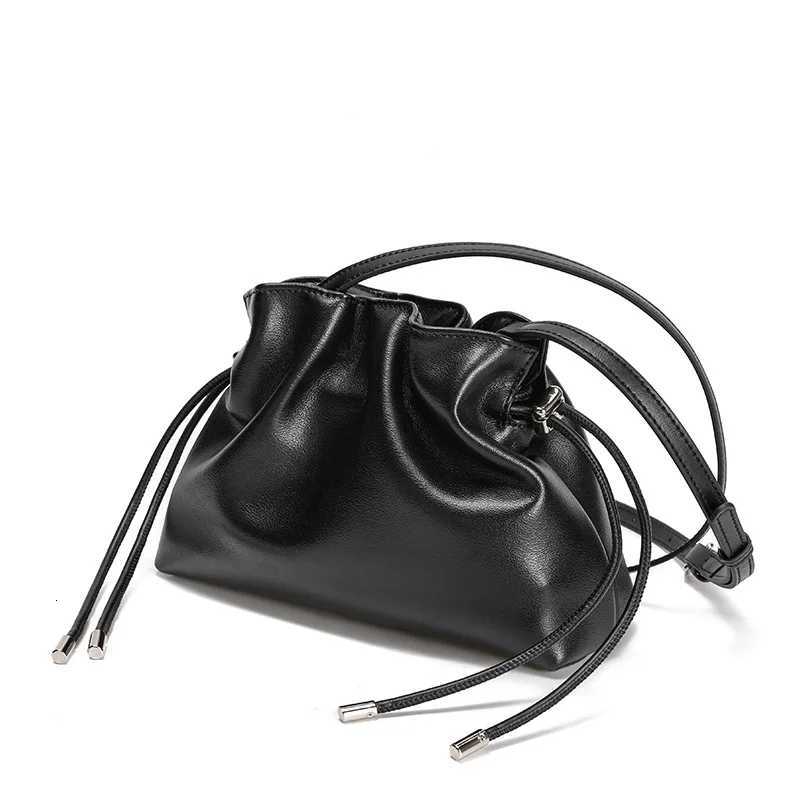 Luhuri Pleated Cloud Crossbody Bag - Premium Genuine Leather Drawstring Shoulder Purse Versatile Small Bag for Elegant Lady R250717