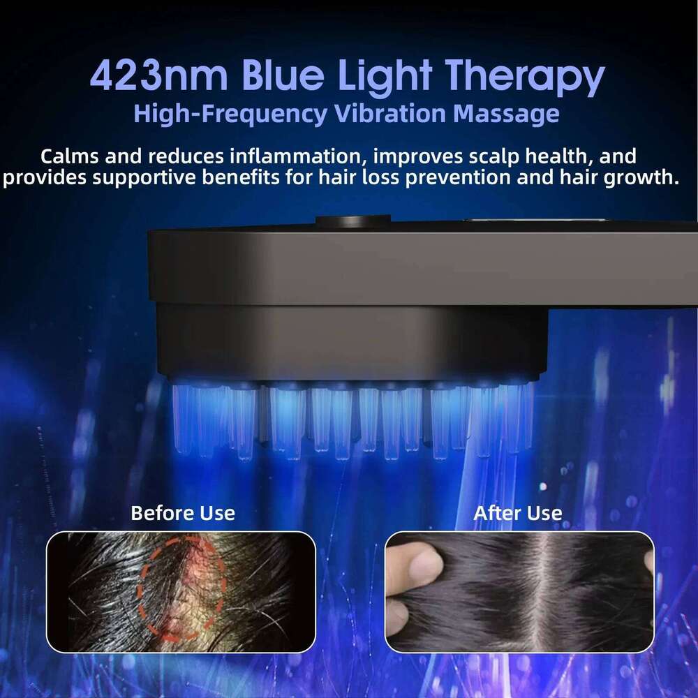 Electric Salon Scalp Care Hair Growth LED Red Light Vibration Massage Comb Device