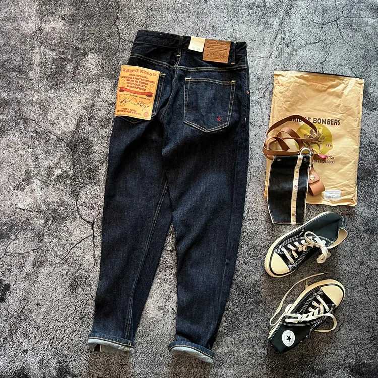 15oz Signature Commemorative American Retro Heavyweight Vintage Denim Red Selvedge Embroidery Washed Denim Jeans Indigo Blue 5KM X250718