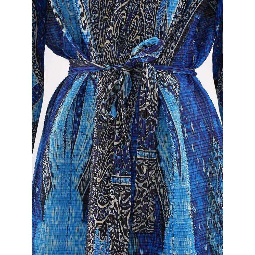 LANMREM Fashion Print Design Pleated Long Coat Women Scraf Collar Belt Gathered Waist Windbreaker 2024 Autumn New 32C1489