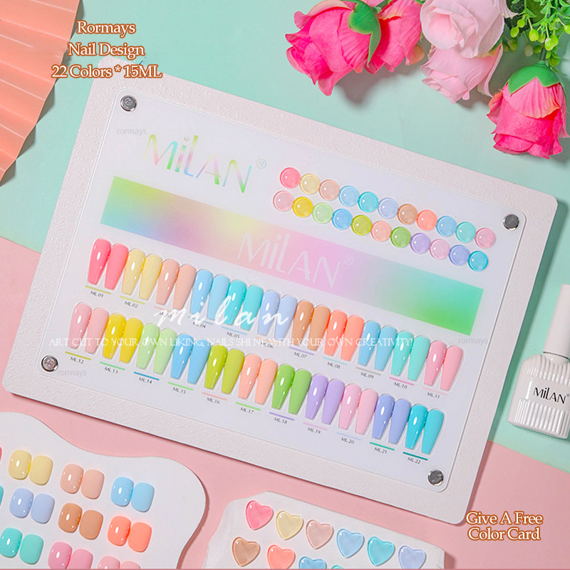 Rormays Macaron gel polishing 22 PCS mixed varnish semi permanent immersion color candy gel UV LED whitening summer salon primer Topcoat Nail Wholesal
