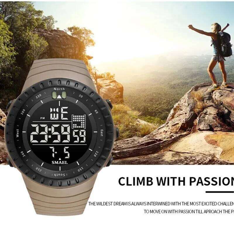free shipping SMAEL Brand Men Electronics Outdoor Sports Waterproof Big Dial Digital LED Alarm Digital-watch 1237 Sport Watch free s free shipping