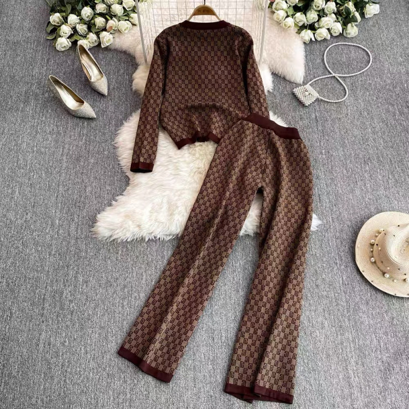 3 Piece Knit Set Women Sexy Vest Long Sleeve Sweater Cardigan Elastic Waist Pants Women's Tracksuit Knitted Chic Suits 250718